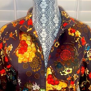 Chico's bohemian inspired Jacket with vibrates floral print.